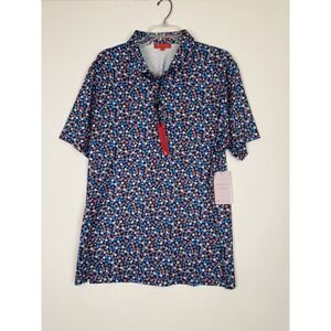 Redvanly Men's MARNE Golf Polo Shirt midnight navy floral size XL new‎ with tags